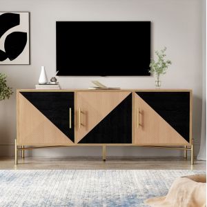 Buffet bahut Meuble TV avec 3 portes 120x35x58 cm buffet de cuisine buffet en bois moderne pieds en métal Meuble de