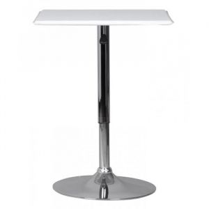 Table de bar haute 83 - 104 cm FineBuy - Blanc - R&eacute;glable en hauteur - Carr&eacute;