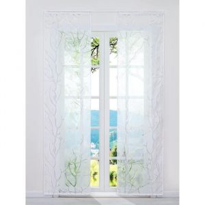 Lot de 2 pcs panneaux rideaux voilage fenetre int&eacute;rieurs transparent avec velcro -Blanc-L57&nbsp;x&nbsp;H245 cm