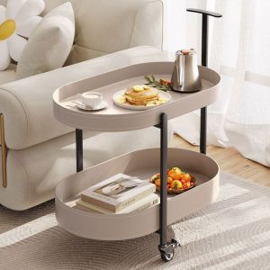 Chariot de service &agrave; roulettes 2 &eacute;tag&egrave;res &ndash; table roulante de salon cuisine chambre rangement moderne