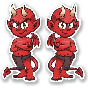 Autocollant Sticker 2 x Rouge diable devil autocollant moto casque de vélo iPad Demon pour ordinateur portable logo 5383-- -