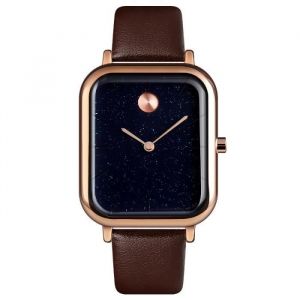 Montre homme de marque 2020 Simple rectangle femme bracelet cuir etanche - Ciel &eacute;toil&eacute; Bleu