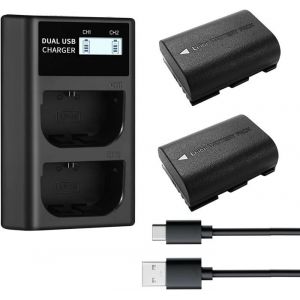 2PCS LP-E6NH batterie 2250mAh Qumox et chargeur USB Compatible avec Canon EOS R7 R5 R6 EOS R 5D II III IV 6D 6D II 7D 7D II 60D 70D