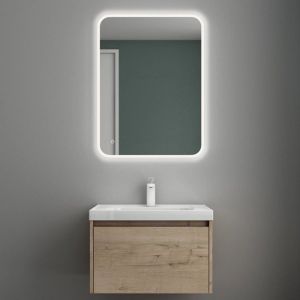 Mai & Mai® Meuble de Salle de Bain Chêne Blanc Clair avec Lavabo Meuble sous Vasque 60x50x40cm Meuble Suspendu avec Tiroir Salerno