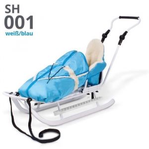 Luge bébé avec chancelière traîneaux luge poussette avec dossier bobsleigh 01 blanc bleu