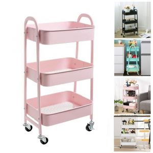 ROSE Etagère de Rangement à 3 niveaux pour Atelier Chambre Cuisine et salle de bain Chariot Desserte à Roulettes 43x30x76.5cm