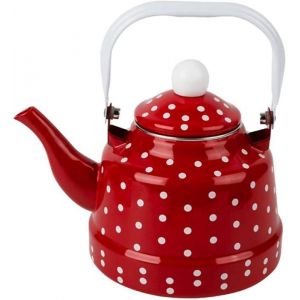 Théière en émail Bouilloire deau de Chauffage Accessoires de cuiseur pour la Maison cafetière Pot (Rouge)