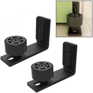 1 paire de guide-sol réglable pour portail coulissant rail de porte coulissante 2 portes (pas de rainure sur la porte pas de perç