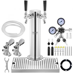 Kit Colonne à Bière - VEVOR - 175 x 115 x 435 mm Kit Colonne à Bière 2 Robinets Distributeur de Bière Coupleur Système-A