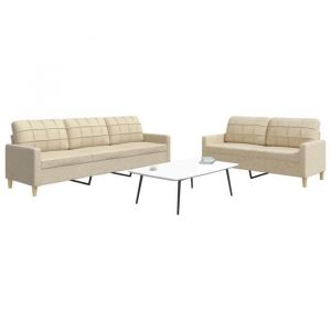 vidaXL Ensemble de canapés 2 pcs crème tissu canapé siège de canapé canapé relax canapé confort fauteuil de télévision 3278321