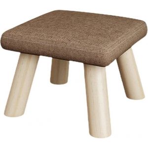 Escabeau en Bois Repose-Pieds en Bois sous Le Bureau avec Coussin antid&eacute;rapant pour Placard de Salon de Cuisine (Marron)