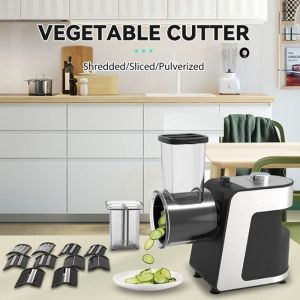 Coupe-l&eacute;gumes &eacute;lectrique 5 en 1 - 5 lames - rape a legumes electrique - 1000W - D&eacute;marrage en un clic - r&acirc;pe &eacute;lectrique - Carottes