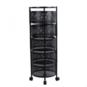 Étagère de rangement de cuisine pliable avec roulettes universelles  desserte de cuisine à 5 niveaux noir 30x30x90cm