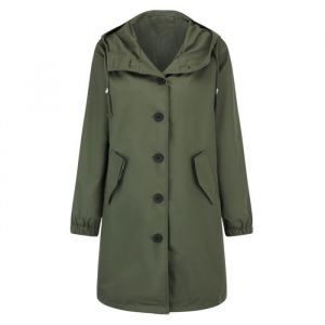 YFFUSHI Femme Veste Coupe-vent dExt&eacute;rieur L&eacute;ger et Respirant Veste de Pluie &agrave; Capuche Trench-coat Imperm&eacute;able Mi-long Vert