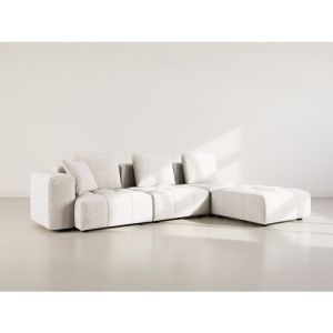 Colette - Canap&eacute; modulable dangle r&eacute;versible 4 places en velours textur&eacute; - Beige