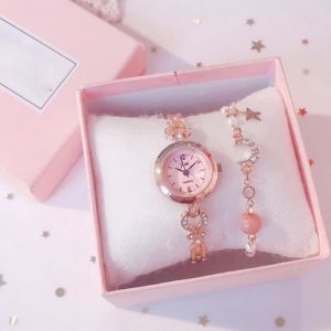 Coffret montre enfant fille + bracelet &ndash; diamant mode rose adolescent haute qualit&eacute; cadeau danniversaire