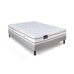 DUNLOPILLO LAVANDE Ensemble 140 x 190 - Matelas + Sommier clair - Ep 21 cm - Latex naturel - Lattes passives - Fabriqué en France