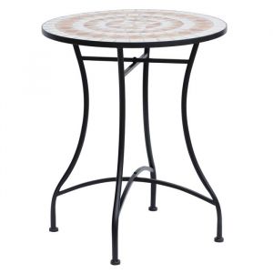 WEIGULO Table de jardin ronde en mosaïque Ø60 cm table dappoint de balcon adaptée au jardin et au balcon