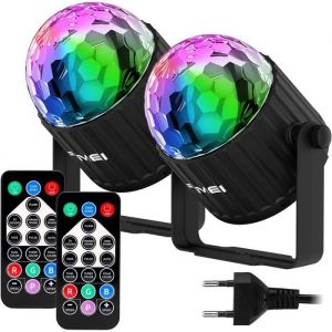 Lampe de Scène FIMEI Boule Disco 2 Pack,15 couleurs Lumière Soirée Éclairage de Discothèque Projecteur Effet Spot Stade Télécommande