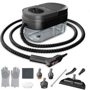 Nettoyeur Vapeur à Main Portable Nettoyeur Vapeur Noir 2500W 1600ml  pour Cuisine/Maison/Auto/Tissus/Salle de Bain