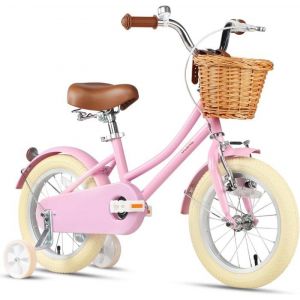 Glerc Little Molly 16 pouces vélo pour 4 - 7 ans vélo pour enfants avec panier en osier et roues dentraînement / pédalesrose