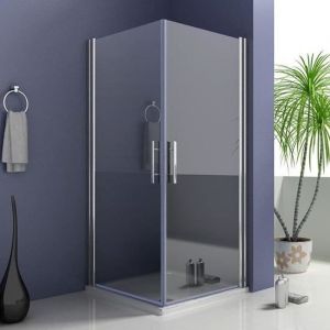 Porte de douche pivotante 80x80x185cm - Vitrification NANO - Verre trempé anticalcaire