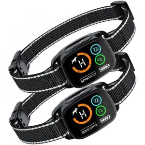2pcs Collier Anti Aboiement Chien Automatique 3 Modes Son/Vibration/Vibration forte [Sans Choc] Détection Intelligente Étanche IP67
