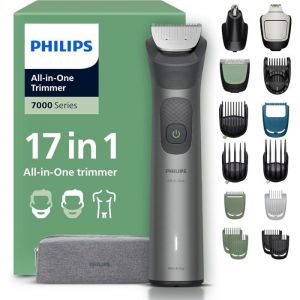 Tondeuse tout-en-un - PHILIPS - Multigroom s&eacute;rie 7000 - 17 accessoires - Lames auto-aff&ucirc;t&eacute;es - 120 min autonomie