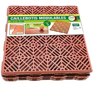 5 caillebotis de terrasse clipsables ext&eacute;rieur 295 x 295 cm &eacute;p. 15 mm plastique antid&eacute;rapant 100 kg/dalle - rouge