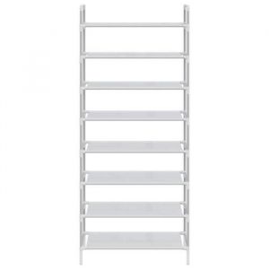 Meuble Entr&eacute;e Argent - LEMON&reg; &Eacute;tag&egrave;re &agrave; chaussures - Bonne ventilation - 8 &eacute;tag&egrave;res M&eacute;tal et tissu intiss&eacute; Argent&eacute; 450 - Soldes