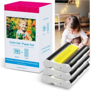 Compatible Papier Photo Canon Selphy Cp1300 Cp1200 Cp1000 Cp910 Cp800 Cp810 Kp-108In 3115B001(Aa) Cartouche Pour Canon Selphy Cp I