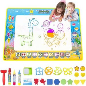 Tapis de dessin à leau - Aquadoodle 100x70cm - Réutilisable - 3 stylos inclus - Multicolore