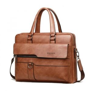 Sacoche Homme Bandouliere Vintage38x30x11cm Cuir PU Veritable Sacs Business avec Poignée Supérieure pour Affaires Voyage
