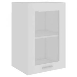 Armoire en verre suspendue Meuble haut cuisine Blanc 40x31x60cm Bois ding&eacute;nierie 6966773 FrenchDays