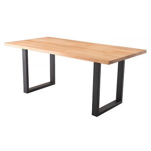 Table de salle à manger rectangulaire en bois hêtre massif huilépieds en métal noir - longueur 160 x hauteur 77 x profondeur 90 cm