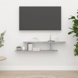 PromoMeuble Étagère LMT - Étagère TV murale Gris béton 125x18x23 cm Aggloméré 6Kg