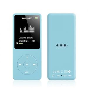 Lecteur de musique MP3 MP4 mini baladeur de sport 16G haut-parleur externe adapt&eacute; aux enfants lecteur MP3 enfichable 16 Go bleu