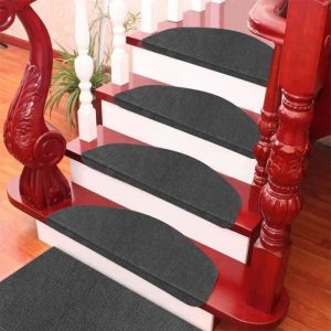 Lot de 15 Tapis dEscalier Autocollant Noir WILLONIN® Marchettes dEscalier 65x21 cm en Tissu Polyester