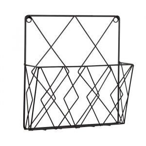 Porte-revues mural Porte-revues suspendu Organisateur de rangement de b&ucirc;ches Fil m&eacute;tallique Noir