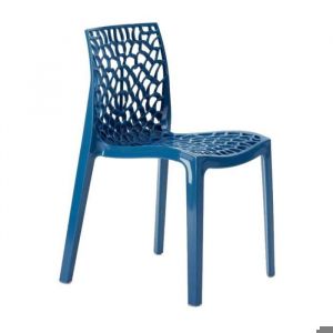Chaise Polypropyl&egrave;ne Design Nid dAbeille de Jardin Bistrot Gruvyer Grand Soleil - Bleu