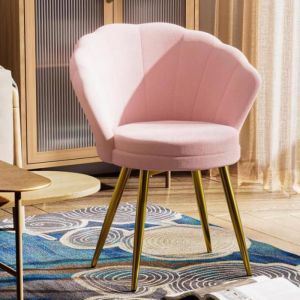 B.LIVEM FAUTEUIL VELOURS CHAISE DE SALON CHAISE DE SALLE À MANGER CHAISE REMBOURRÉE EN FORME DE FLEUR ROSE