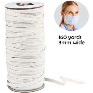 160yd (ca.146m) 3mm de large bande de caoutchouc elastique couture bande plate &eacute;lastique pour la couture tricot v&ecirc;tements