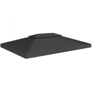 3753Top vente® Toile de toit de belvédèreToile de rechange pour pavillon tonnelle tente ANTI UV 2 niveaux 310 g-m² 4x3 m Noir