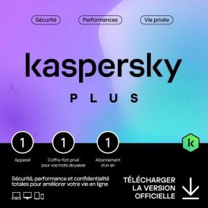 Kaspersky Plus (Internet Security) 2025 - (1 Poste - 1 An)  Version Téléchargement