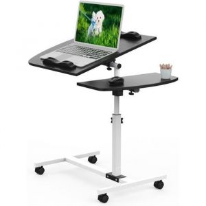 Table Pour Ordinateur Portable à Roulettes - LDSZXNE - Hauteur Réglable - Plateau Inclinable - Noir
