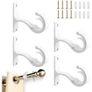 4Pcs Support Tringle Rideau M&eacute;talFixation Rideau PlafondAccroche Tringle RideauSupport Barre RideauPorte Tringle Rideau Visser