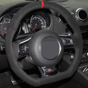 Couvre-Volant - Juste - Daim Noir - Compatible Audi TT TTS (2006-2014) - A3 S3 (8P) - Jaune