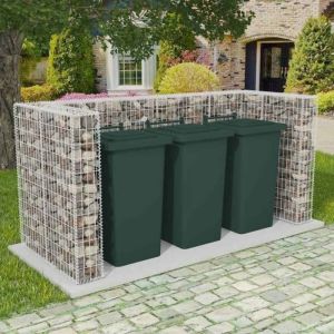 Cache Poubelle/ Cadre de gabion de poubelle - VIDAXL - triple Acier 250 x 100 x 120 cm CC5471134