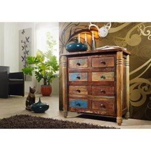 Commode - Bois massif recyclé laqué (Multicolore) - Inspiration Ethnique - FABLE 09