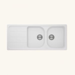 &Eacute;vier granit blanc Schock FORMHAUS 2 bacs 1 &eacute;gouttoir